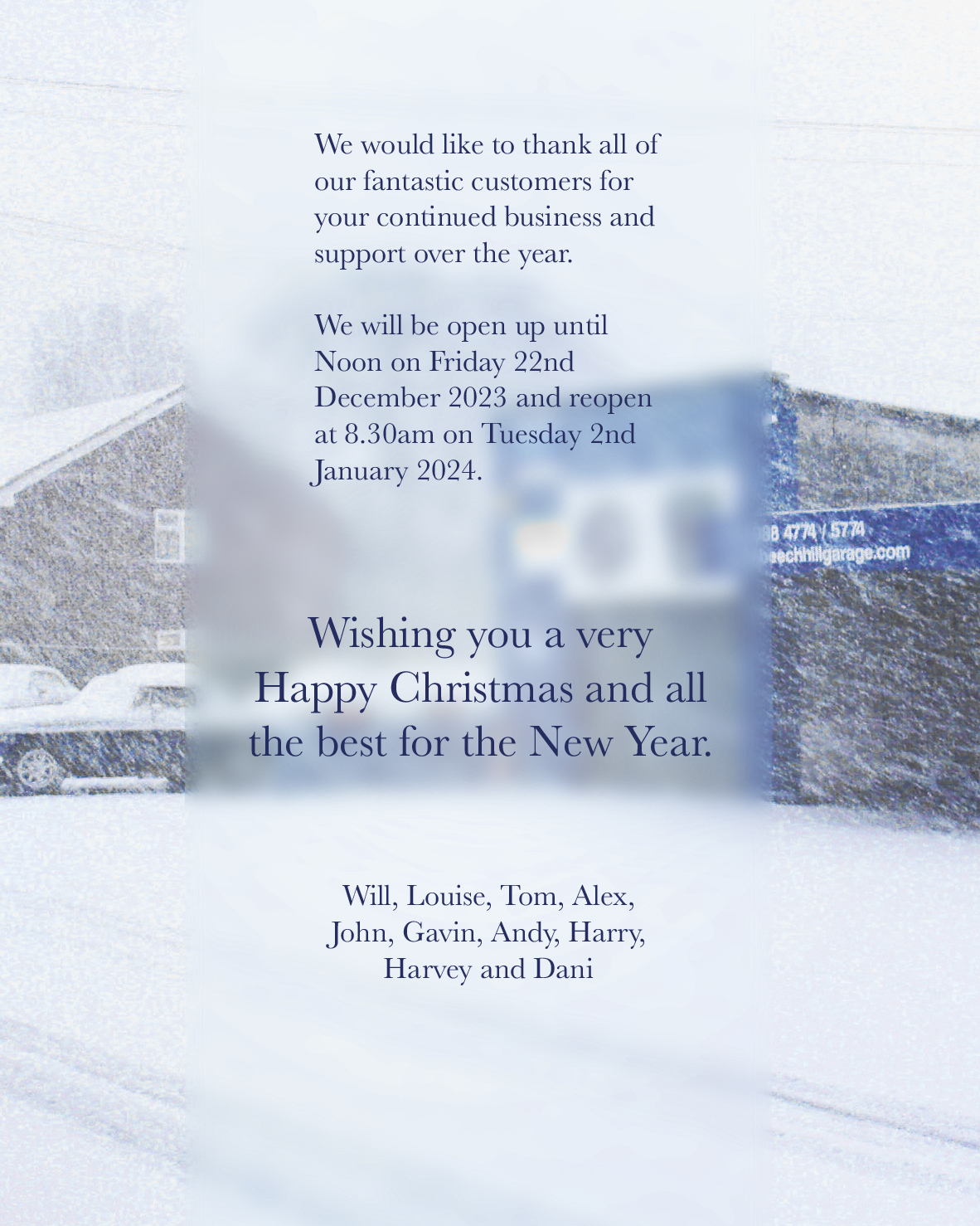 Happy Christmas from Beech Hill Garage